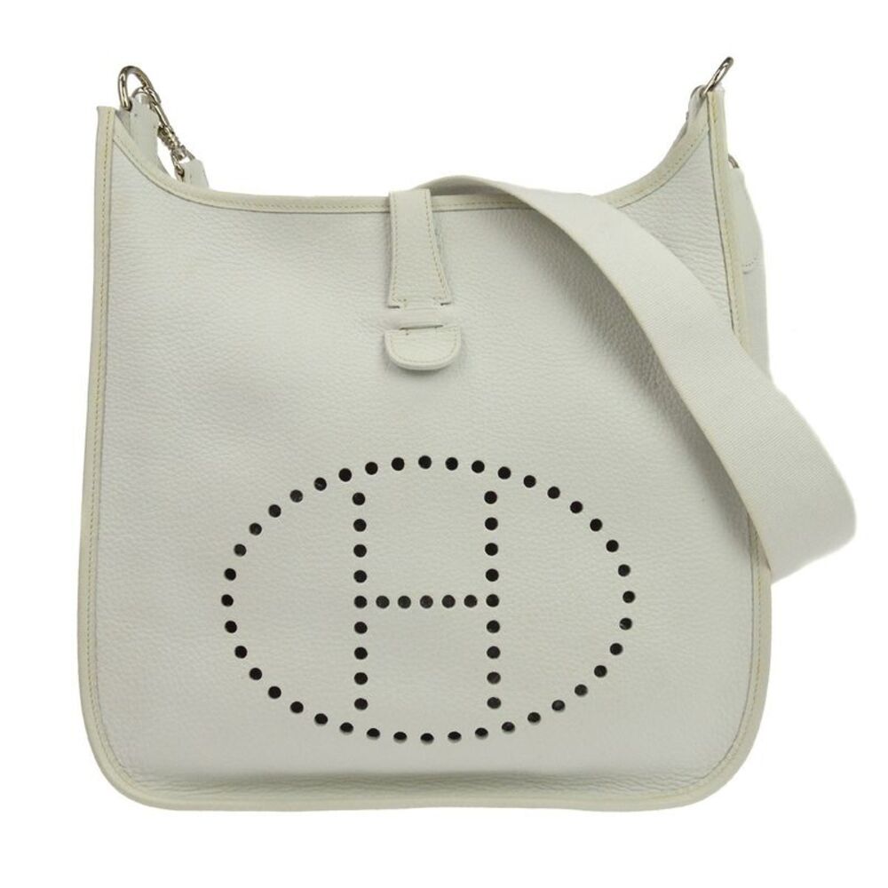 Hermes Evelyne Bag Gen I Clemence White Leather Handbag
